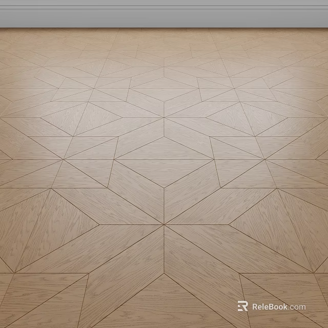 Light Toned Wooden Floor With Intricate Geometric Pattern And Natural Wood Texture 3d model 