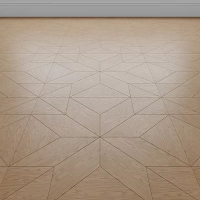 Light Toned Wooden Floor With Intricate Geometric Pattern And Natural Wood Texture 3d model