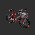 Stylish Red Frame Bicycle With White Gray Basket Black Wheels Yellow Accents