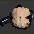 Cute Cartoon Style Game Movie Character With Blonde Hair Horned Headgear And Gray Armored Outfit