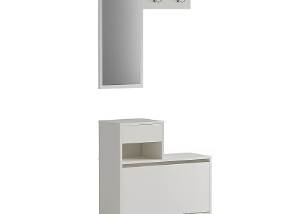 Minimalist White Entryway Cabinet And Side Cabinet With Open Shelf And Drawer 3d model