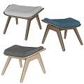 Minimalist Modern Stools With Green And Gray Upholstered Seats And Light Wood Black Legs