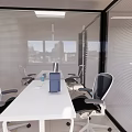 Modern Conference Room With Large Wooden Table Black Office Chairs And Glass Windows