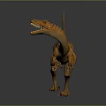 Realistic Orange Green Dinosaur Standing With Open Mouth And Sharp Claws 3d model