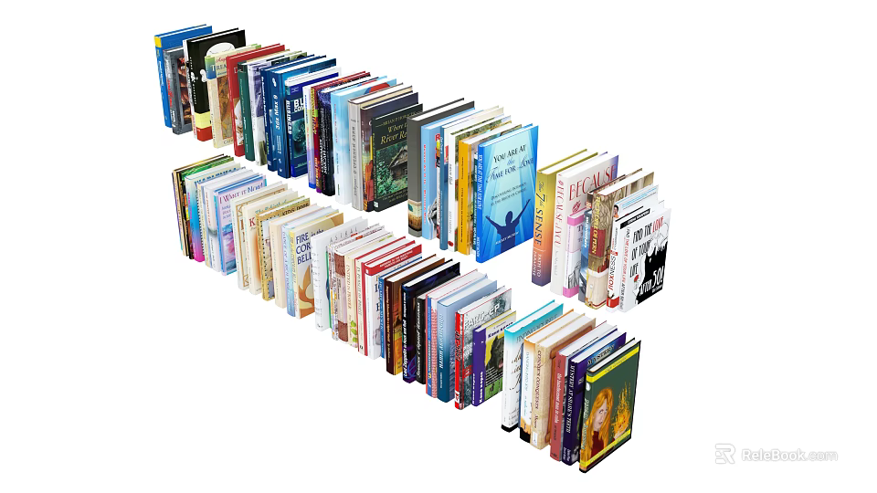 Colorful Books and Magazines Neatly Arranged With Various Covers For Reading Collection 3d model 