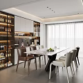 Elegant Modern Restaurant Interior With Marble Dining Table And Leather Chairs