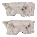Rustic Textured Stone Coffee Table With Natural Rock Patterns And Solid Base 3d model