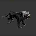 Fierce Mythical Beast Game Movie Character with Black Fur White Head Roaring Pose Sharp Teeth