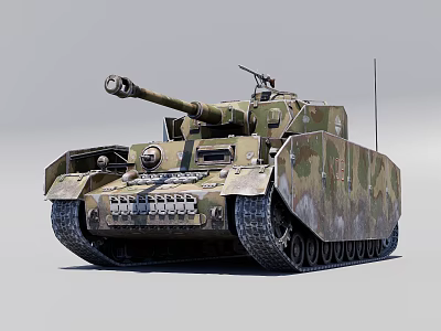 Military Tank With Camouflage Paint And Cannon 3d model