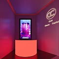 Modern Vibrant Club Interior With Neon Lights Large Screen And Seating Area