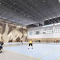Indoor Gymnasium Space With People Engaging In Sports And Fitness Activities