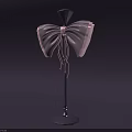 Delicate Decorative Ornament Set With Pink Bowknot Design Black Stand And Tassel Details