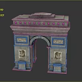 Classical Stone Arc de Triomphe With Arched Doorway Carved Reliefs Top Platform And Base
