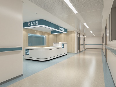 Hospital aisle Nurse Station 3d model