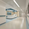 Modern Hospital Interior With Nurse Station And Corridor