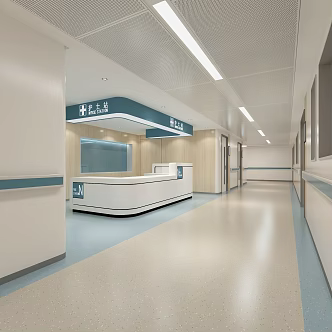 Hospital aisle Nurse Station 3d model