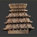 Elegant Wooden Layered Furniture With Stacked Carved Design And Tiered Structure