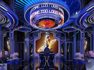 Modern Futuristic KTV Interior Design With Neon Lights And LED Screen 3d model
