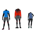 Men's Sports Clothes Collection With Blue T Shirt Orange Jacket And Light Blue Coat