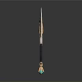Ornate Decorative Axe With Golden Eagle Head Silver Blades And Blue Gem