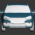 Blue Modern Sedan With Sleek Body White Wheels And Black Background Reflection