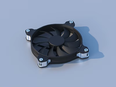 Black Cooling Fan With Four Metal Brackets And Black Blades For Household Use 3d model