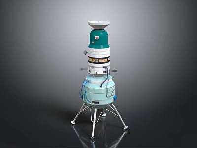 Multi Layer Scientific Equipment With Green White Light Blue Components And Metal Stand 3d model