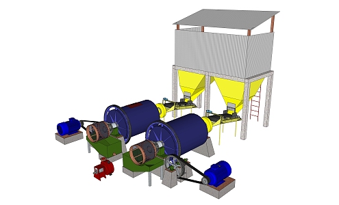 modern ball mill machinery 3d model