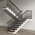 Modern Staircase Interior Design With Wooden Handrail Black Balusters And White Risers