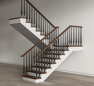 American stair handrail stair corner stair 3d model