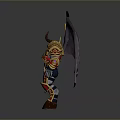 Fantasy Demon Character In Ornate Golden Red Armor With Horns And Wings