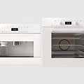 White Household Appliances Coffee Machine and Oven with Digital Display Control Knobs and Interior Racks 3d model