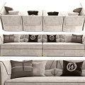 Modern Casual Sectional Sofa Set With Decorative Pillows Linen Upholstery And Neutral Tones