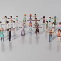 Colorful Cartoon Characters With Different Costumes Standing In Circle Group