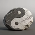 Outdoor Landscape Sculpture With Stone Yin Yang Symbol And Natural Texture