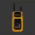 Yellow Handheld Weapon with Dual Antennas Screen and Multiple Buttons 3d model
