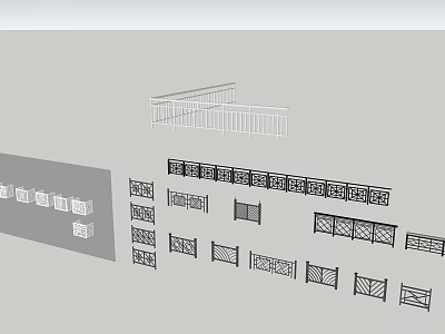 Various Decorative Fence Styles With Intricate Patterns And Metal Railings For Gardens 3d model