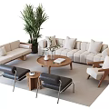 Quiet sofa tea table combination 3d model