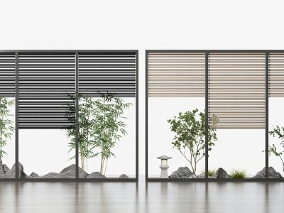 Modern venetian blinds Bamboo Green Planting Stone Landscape model