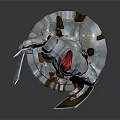 Detailed Silver Knight Armor with Red Decorations Sword Shield and 3D Model Base 3d model