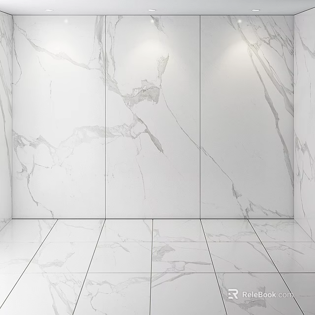 Modern White Marble Floor Design With Gray Veins Smooth Glossy Surface Interior 3d model