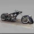 Vintage Black Motorcycle With Brown Seat On Stone Pavement And Covered Cloth