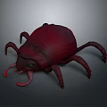 Red Beetle 3D Model With Green Eyes Claws And Textured Shell 3d model
