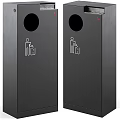 Public Classification Trash Bins With Paper Plastic Waste Icons And Multiple Holes Design