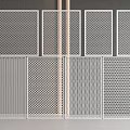 Modern Perforated Room Dividers with Various Grid Patterns and White Frames 3d model