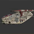 Red And White Spacecraft With Detailed Design For Interstellar Exploration
