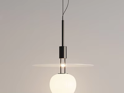 Modern White Glass Globe Chandelier With Black Metal Rod And Minimalist Design 3d model
