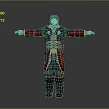 3D Character Model in Red and Black Robe With Gold Embroidery Arms Outstretched