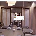 Japanese Style Private Dining Room With Mountain Artwork Dining Table And Pendant Lights