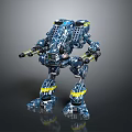 Futuristic Blue Mecha Robot with Biomechanical Armor and Advanced Weapon Systems 3d model